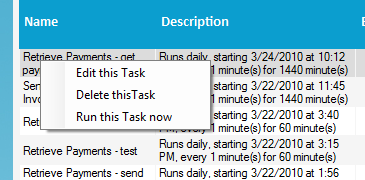 Tasks Menu